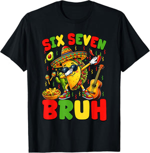 Six Seven Bruh Tacos Dabbing Cinco De Mayo Mexican Boys Kids T-Shirt - T-Shirt | Black