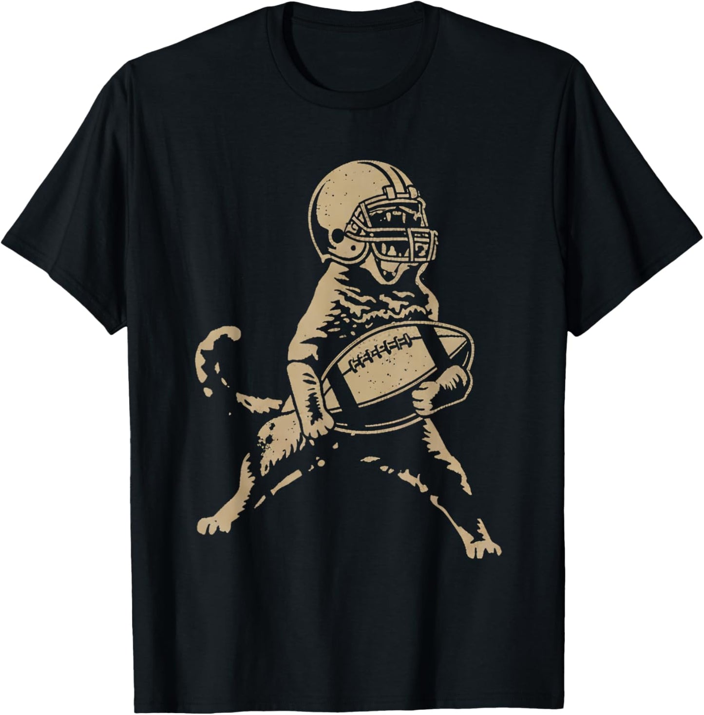 Cat Playing American Football T-Shirt - T-Shirt | Black