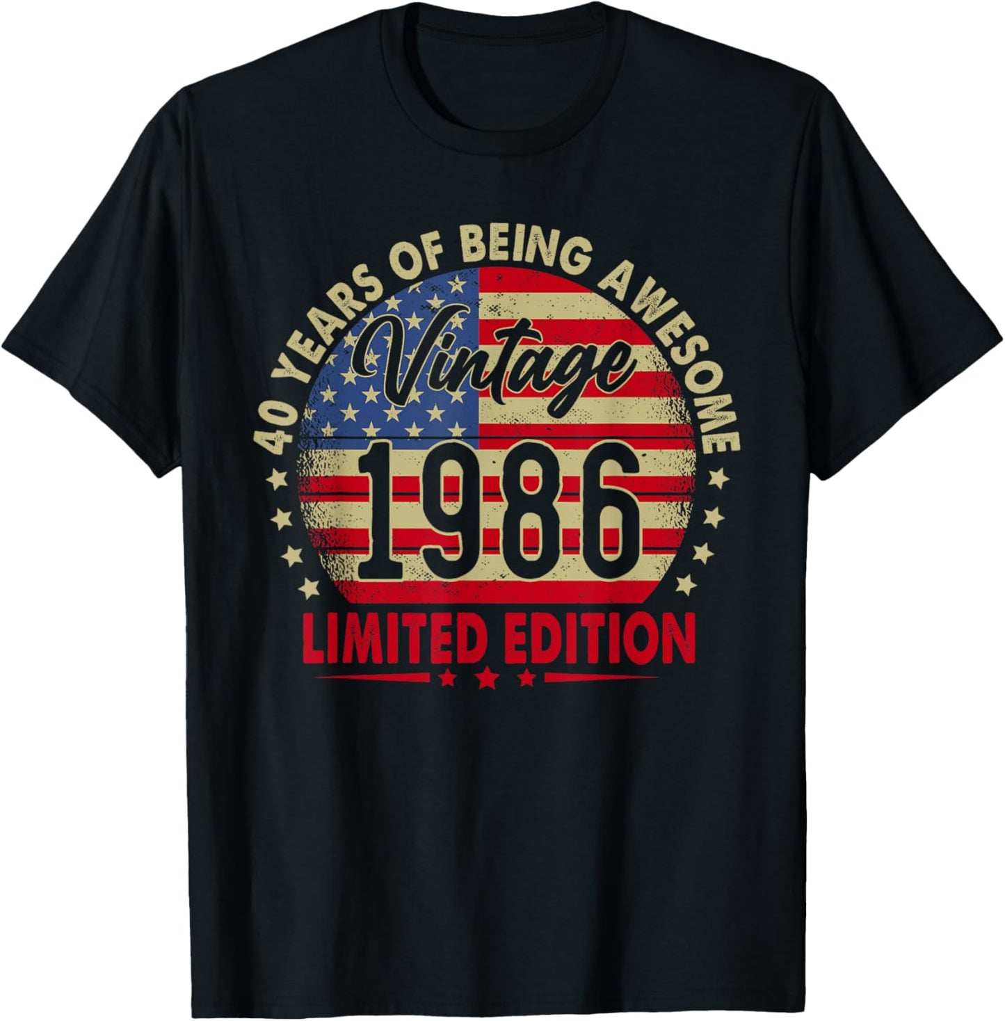 Vintage 1986 Limited Edition 40th Birthday 40 Years Old T-Shirt - T-Shirt | Black