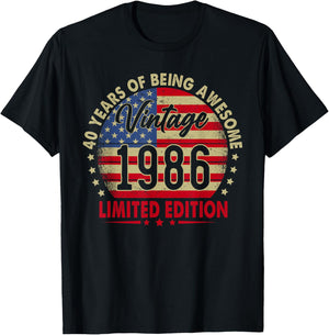 Vintage 1986 Limited Edition 40th Birthday 40 Years Old T-Shirt - T-Shirt | Black