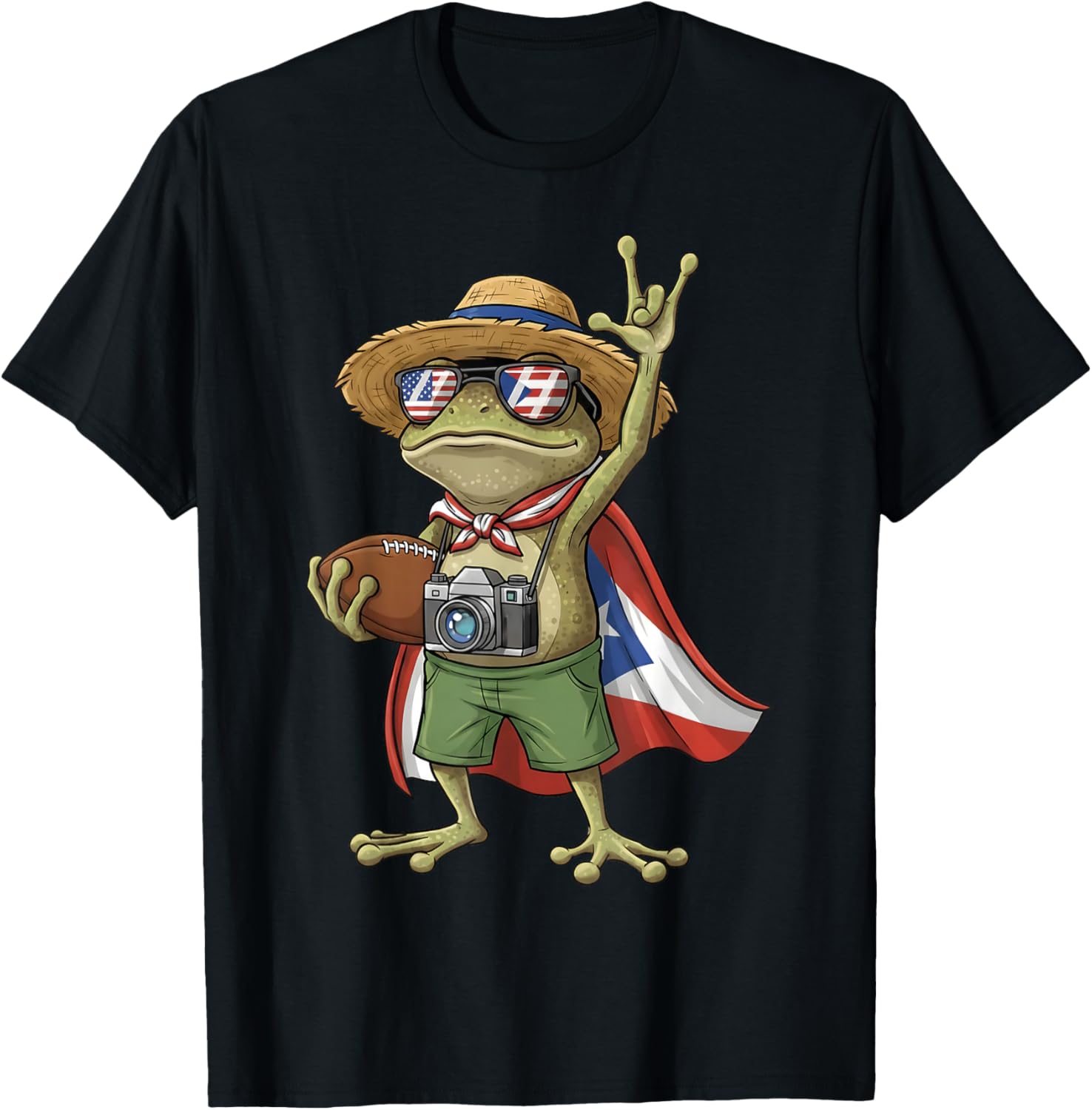 Coqui Frog Puerto Rico Flag Puerto Rican Football Boricua T-Shirt - T-Shirt | Black