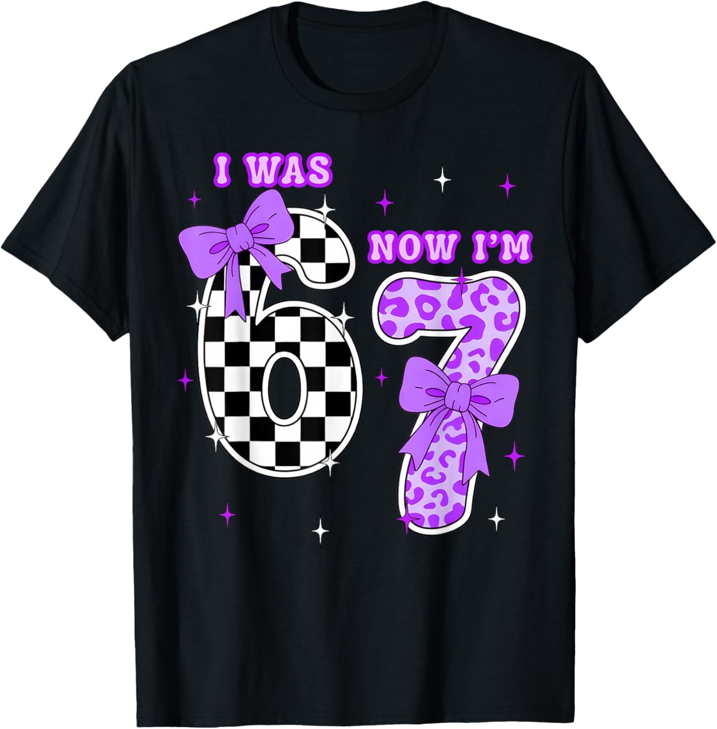 7th Birthday Girl Shirt I was 6 Now I’m 7 Shirt 7 Years Old T-Shirt - T-Shirt | Black