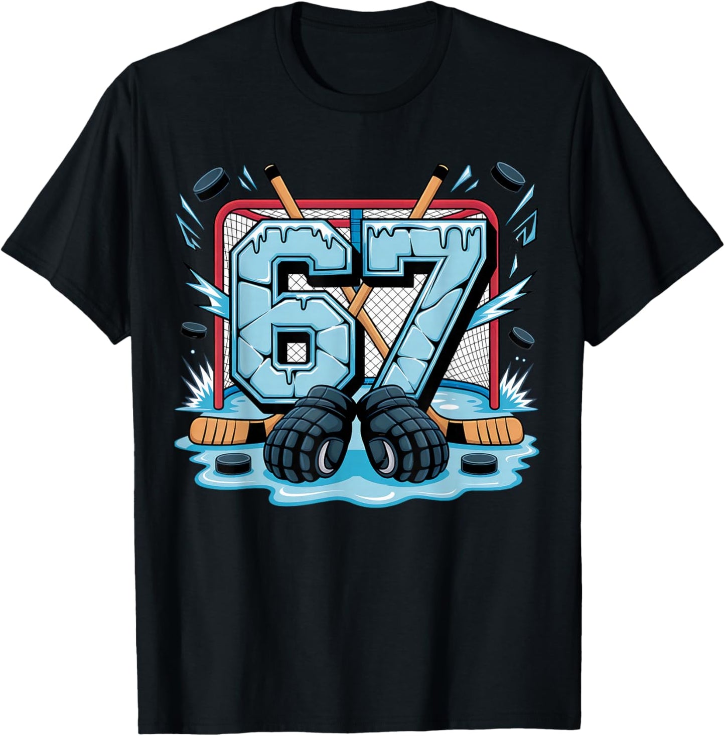 Number 67 Hockey Drip Meme Hockey Player T-Shirt - T-Shirt | Black