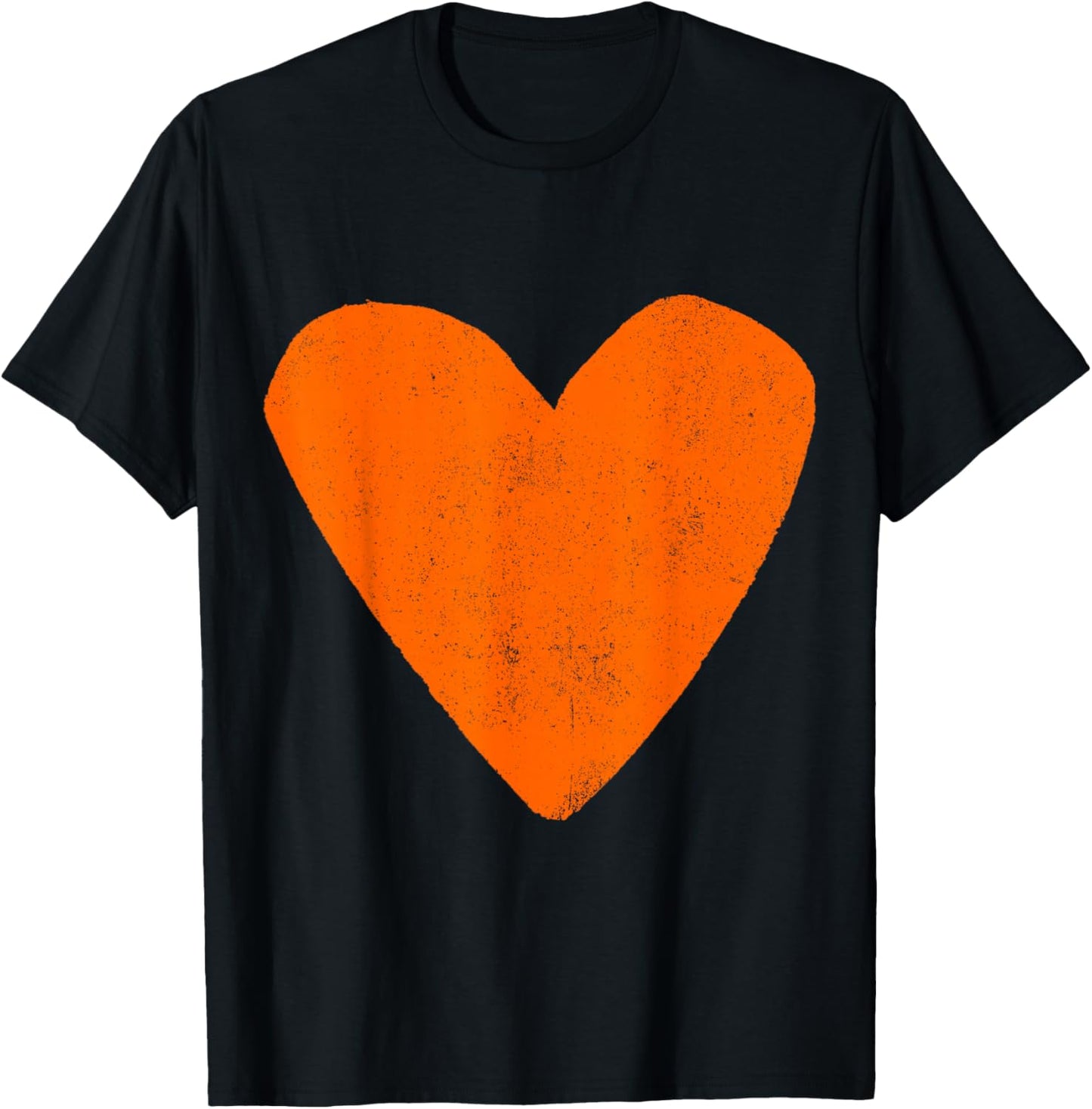 Love Heart Burnt Orange Color Gray T-Shirt - T-Shirt | Black