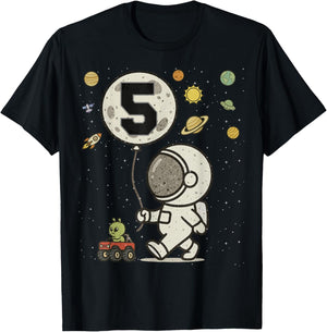 Astronaut 5th Birthday 5 Year Old Space Matching Family T-Shirt - T-Shirt | Black