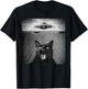 Black Cat UFO Selfie Funny Meme Kitten Alien Men Women Kids T-Shirt - T-Shirt | Black