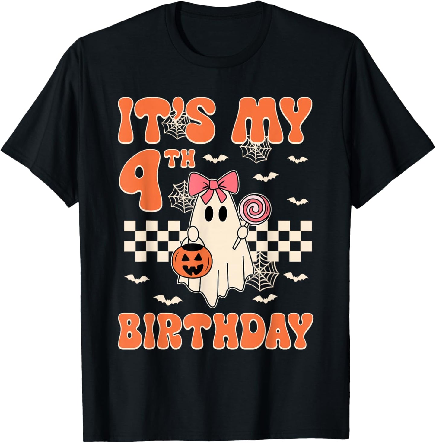 It's My 4th Birthday Halloween Ghost 4 Years Old Kids Girls T-Shirt - T-Shirt | Black