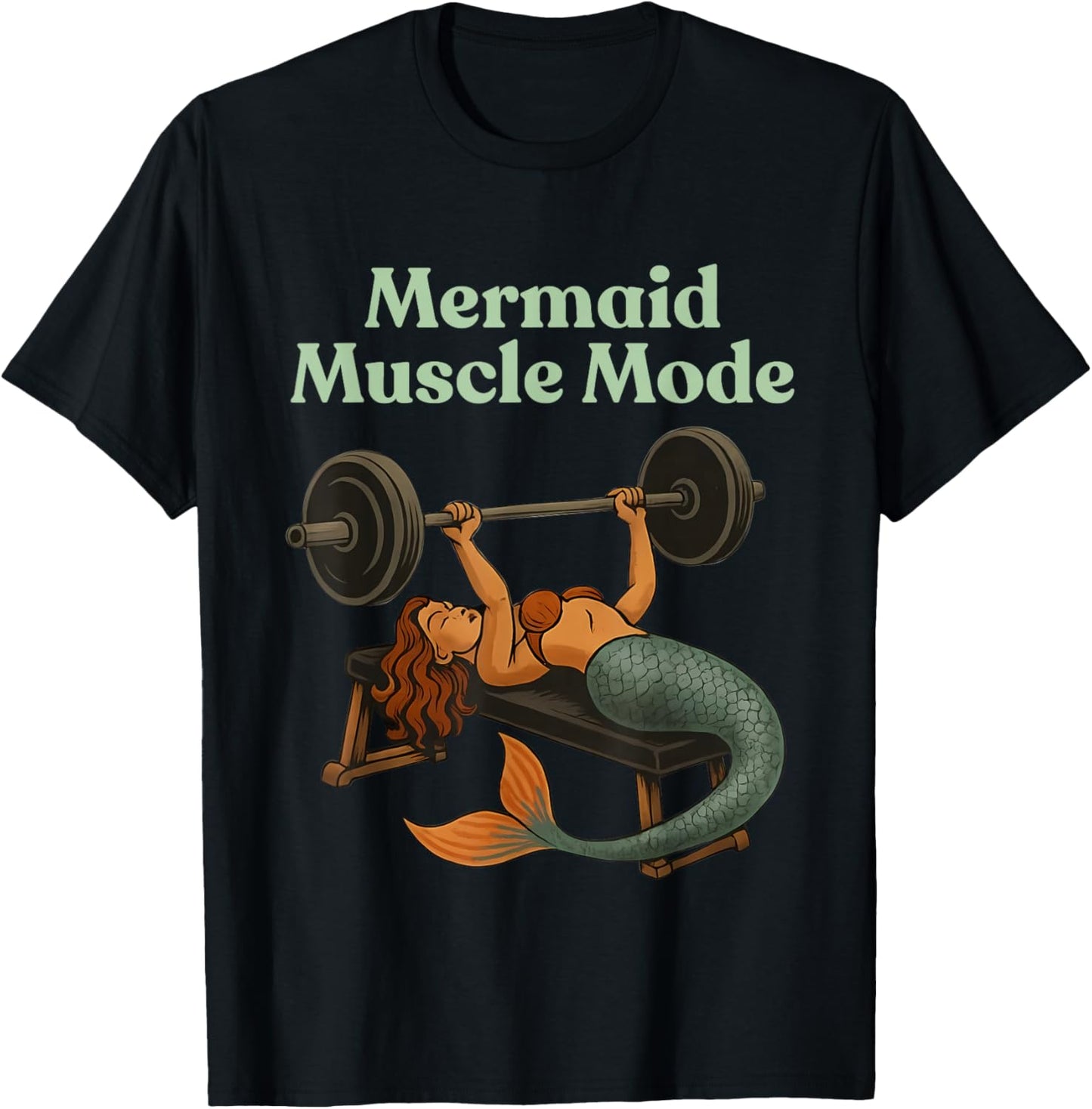 Mermaid Muscle Mode Shirt - Gym Workout Fitness Fantasy T-Shirt - T-Shirt | Black