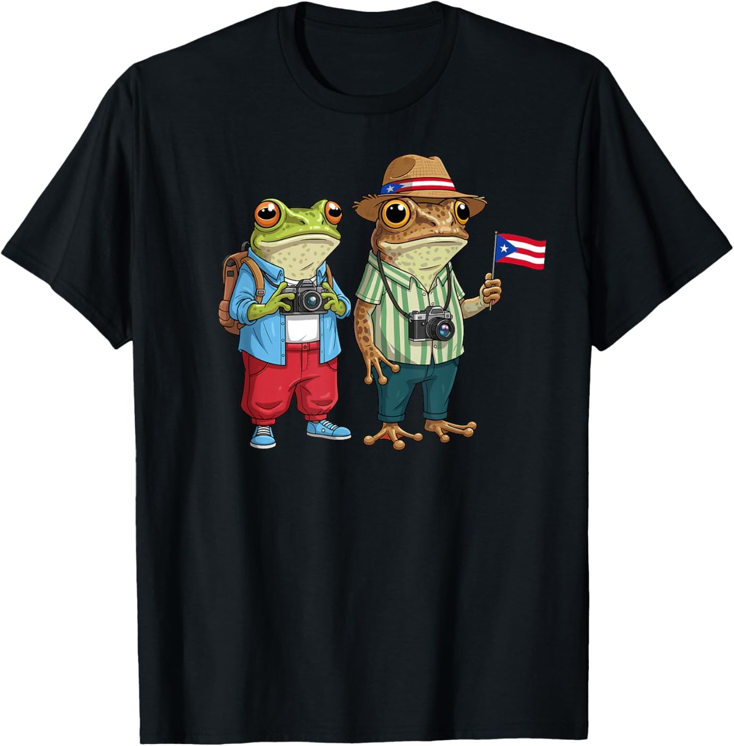 Rican Sapo Concho Coqui Frog Funny Puerto Rico Flag Hispanic T-Shirt - T-Shirt | Black