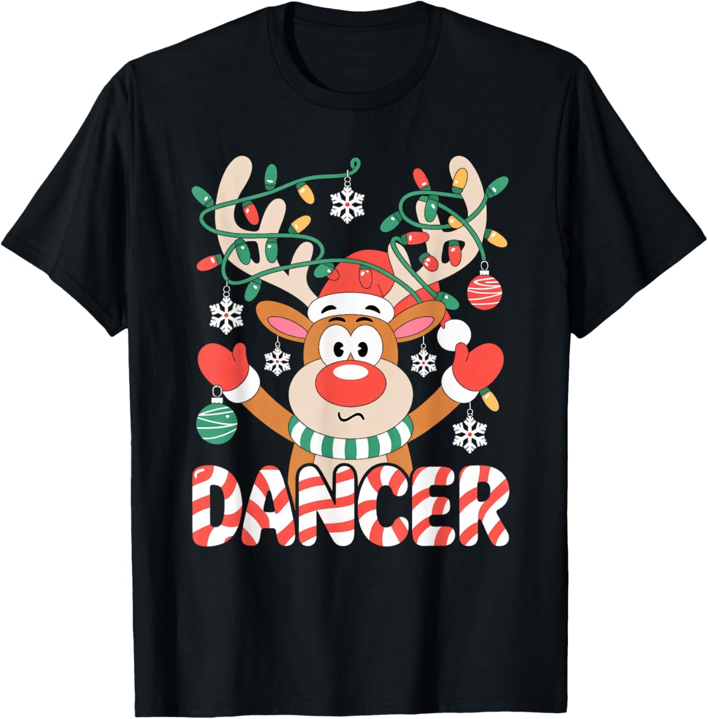 Santa Reindeer Ballet Dancer Christmas Men Women Kids T-Shirt - T-Shirt | Black