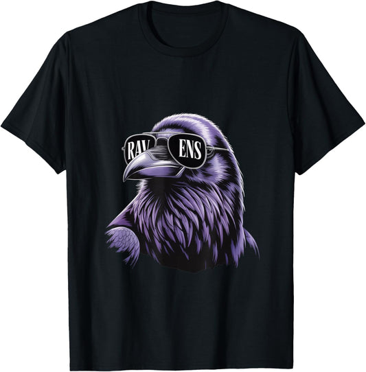 Cool Face Raven with Sunglasses Women and Men Maryland Pride T-Shirt - T-Shirt | Black