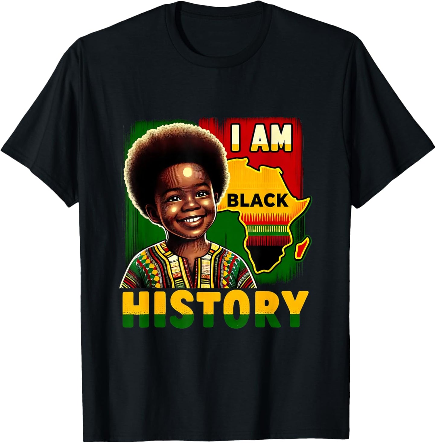 I Am Black History Month Youth Pride African Melanin Boy T-Shirt - T-Shirt | Black