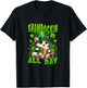 St Patrick's Day Shamrockin All Day. Cute Cat in Green Hat T-Shirt - T-Shirt | Black