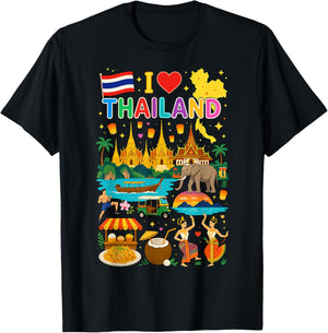 I Love Thailand Travel Thai Culture T-Shirt - T-Shirt | Black