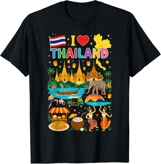 I Love Thailand Travel Thai Culture T-Shirt - T-Shirt | Black