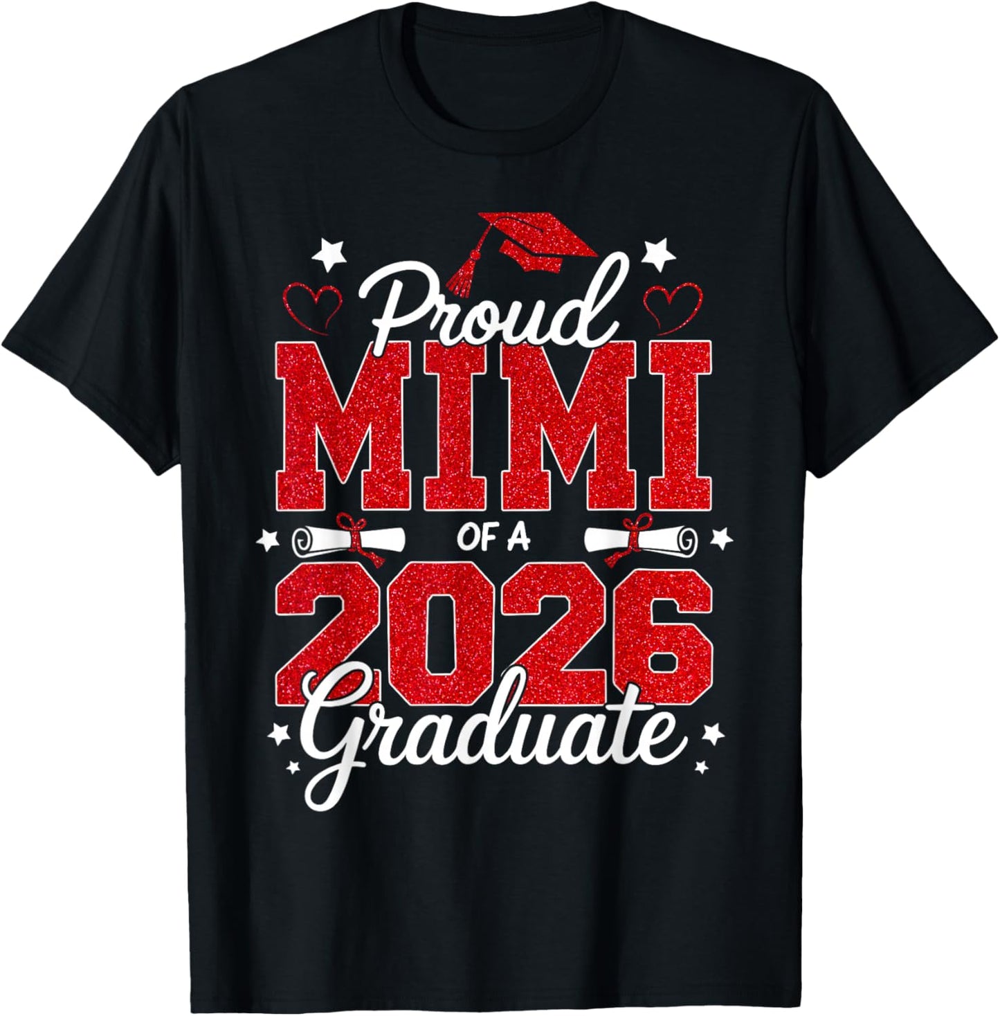 Proud Mimi of A 2026 Graduate Senior 2026 Family Matching T-Shirt - T-Shirt | Black