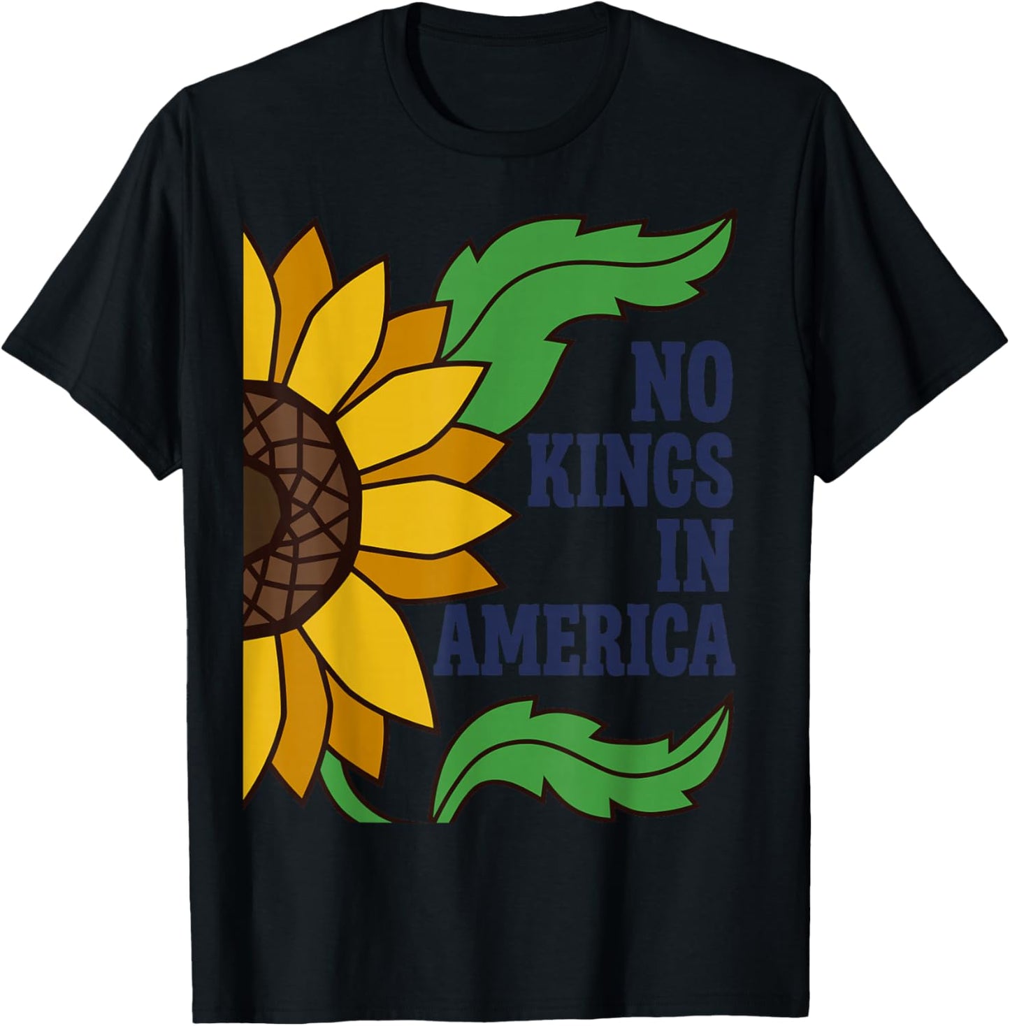 No Kings in America Sun Flower T-Shirt - T-Shirt | Black