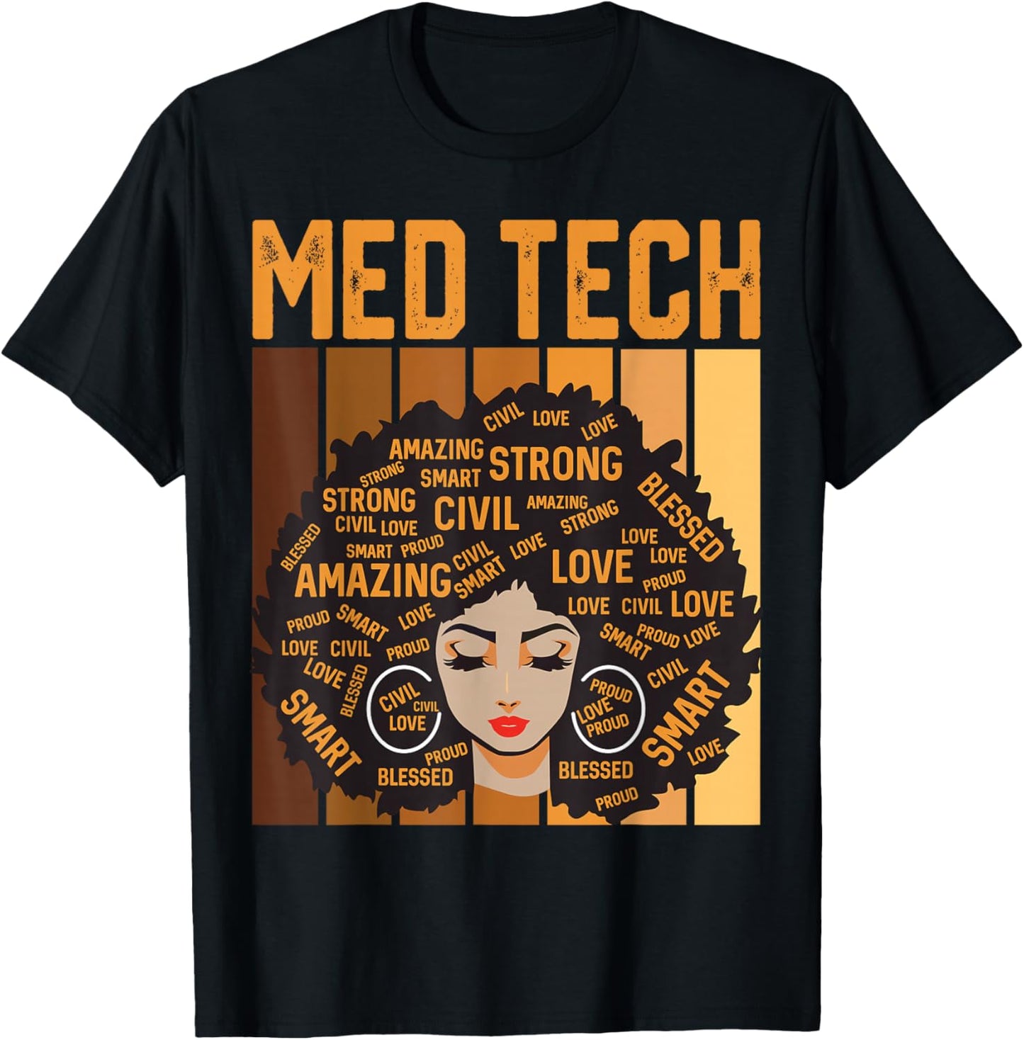 Med Tech Powerful Black History Month Black Pride Design T-Shirt - T-Shirt | Black