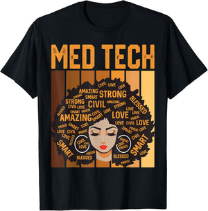 Med Tech Powerful Black History Month Black Pride Design T-Shirt - T-Shirt | Black