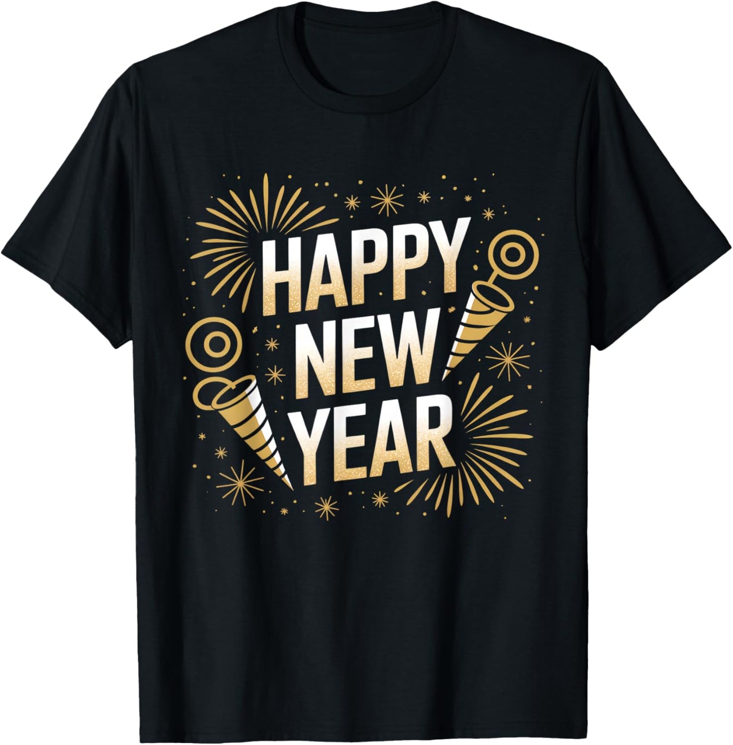 Funny Happy New Year Couple Matching T-Shirt - T-Shirt | Black