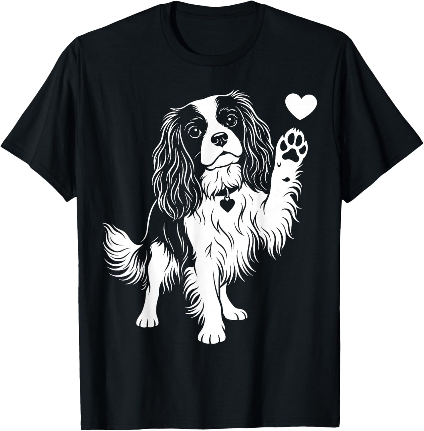 Cute Cavalier King Charles Spaniel Heart T-Shirt - T-Shirt | Black