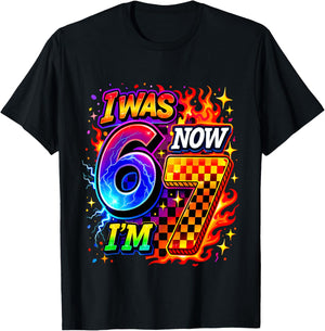 Funny 67 Birthday I was 6 Now I’m 7 Birthday T-Shirt - T-Shirt | Black