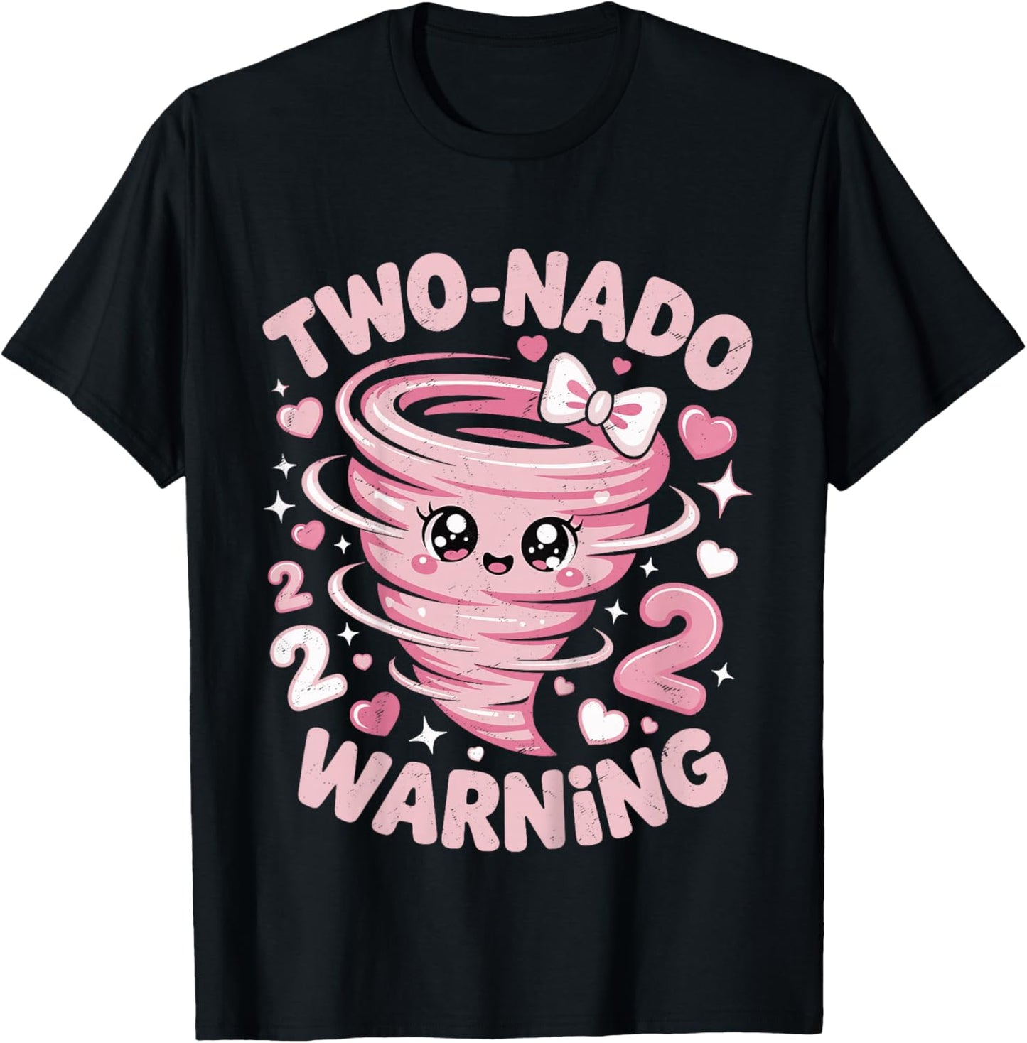 Two Nado Warning Coquette Bow 2nd Birthday 2 Year Old Girls T-Shirt - T-Shirt | Black
