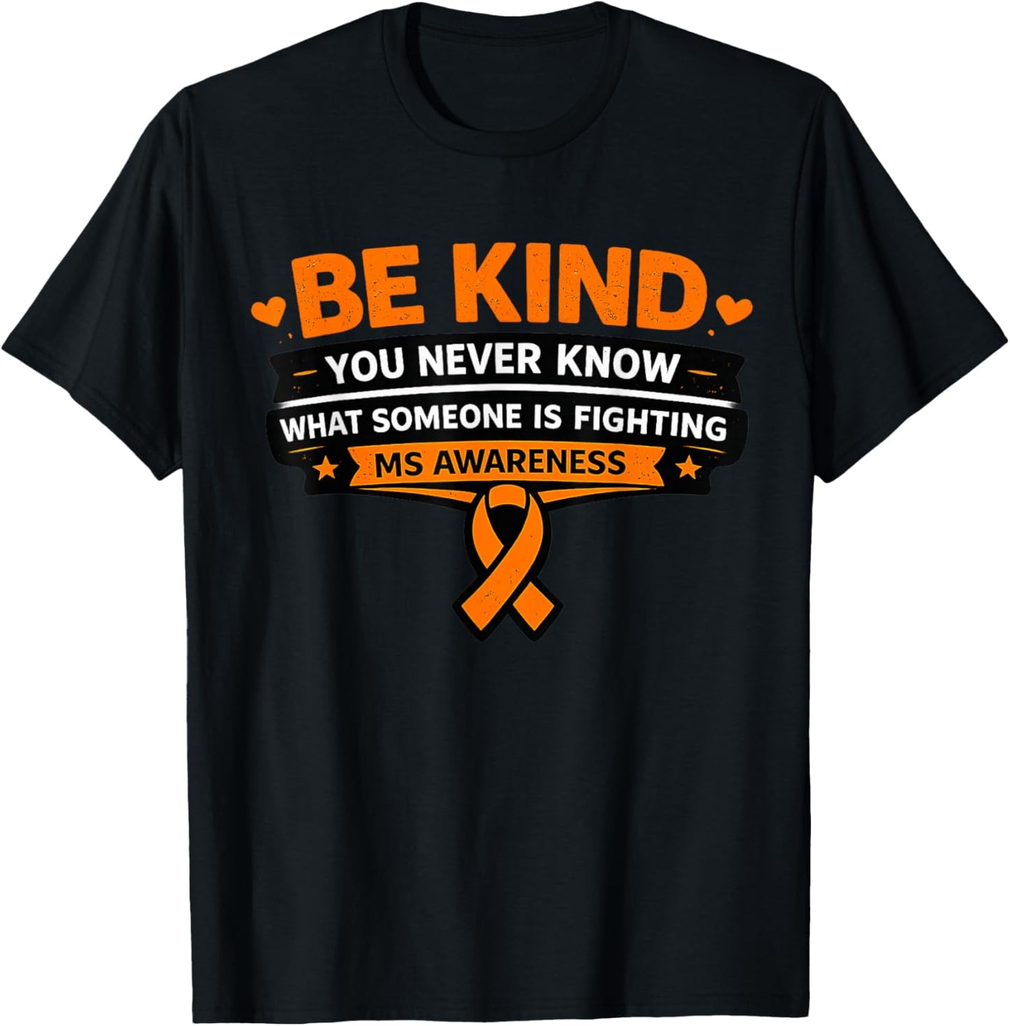 March Multiple Sclerosis Awareness Month Heart I Wear Orange T-Shirt - T-Shirt | Black
