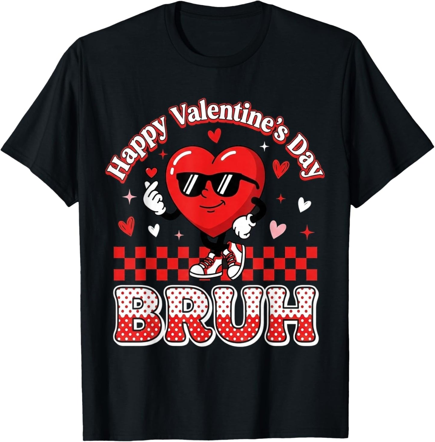 Happy Valentines Bruh Valentine Boys Hearts Kids Men T-Shirt - T-Shirt | Black