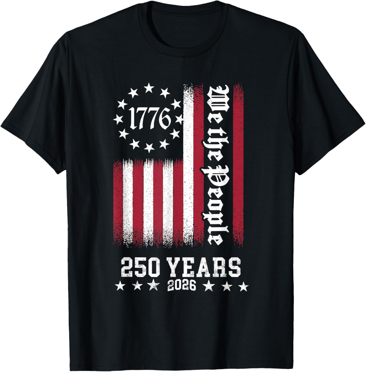 Vintage USA Flag 250th Anniversary Independence Day Freedom T-Shirt - T-Shirt | Black