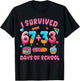 I Survived 67 + 33 Day of School Funny 6 7 Six Seven Teacher T-Shirt - T-Shirt | Black