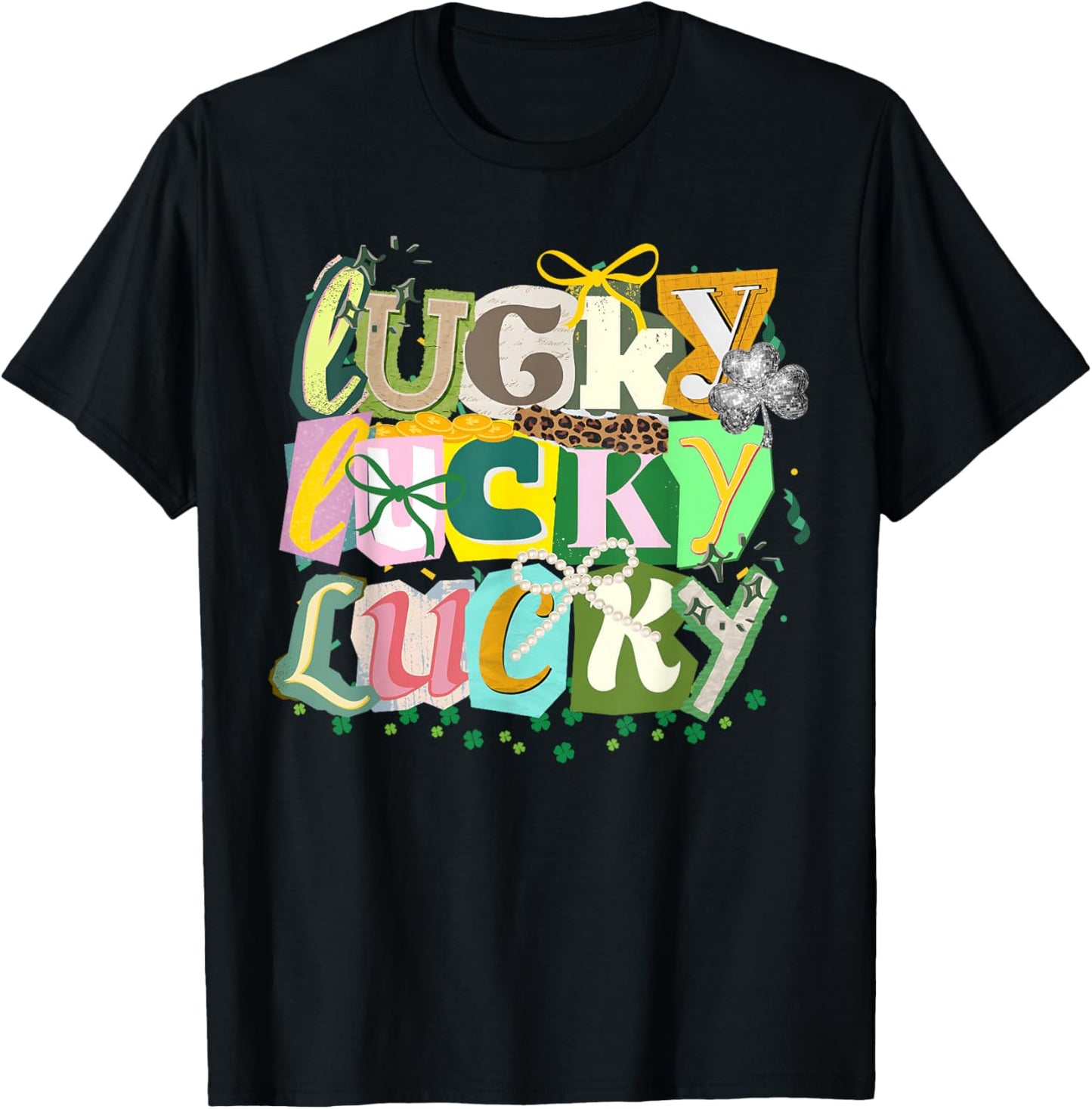 Happy St.Patrick's Day Lucky Shamrock Irish Ireland Retro T-Shirt - T-Shirt | Black