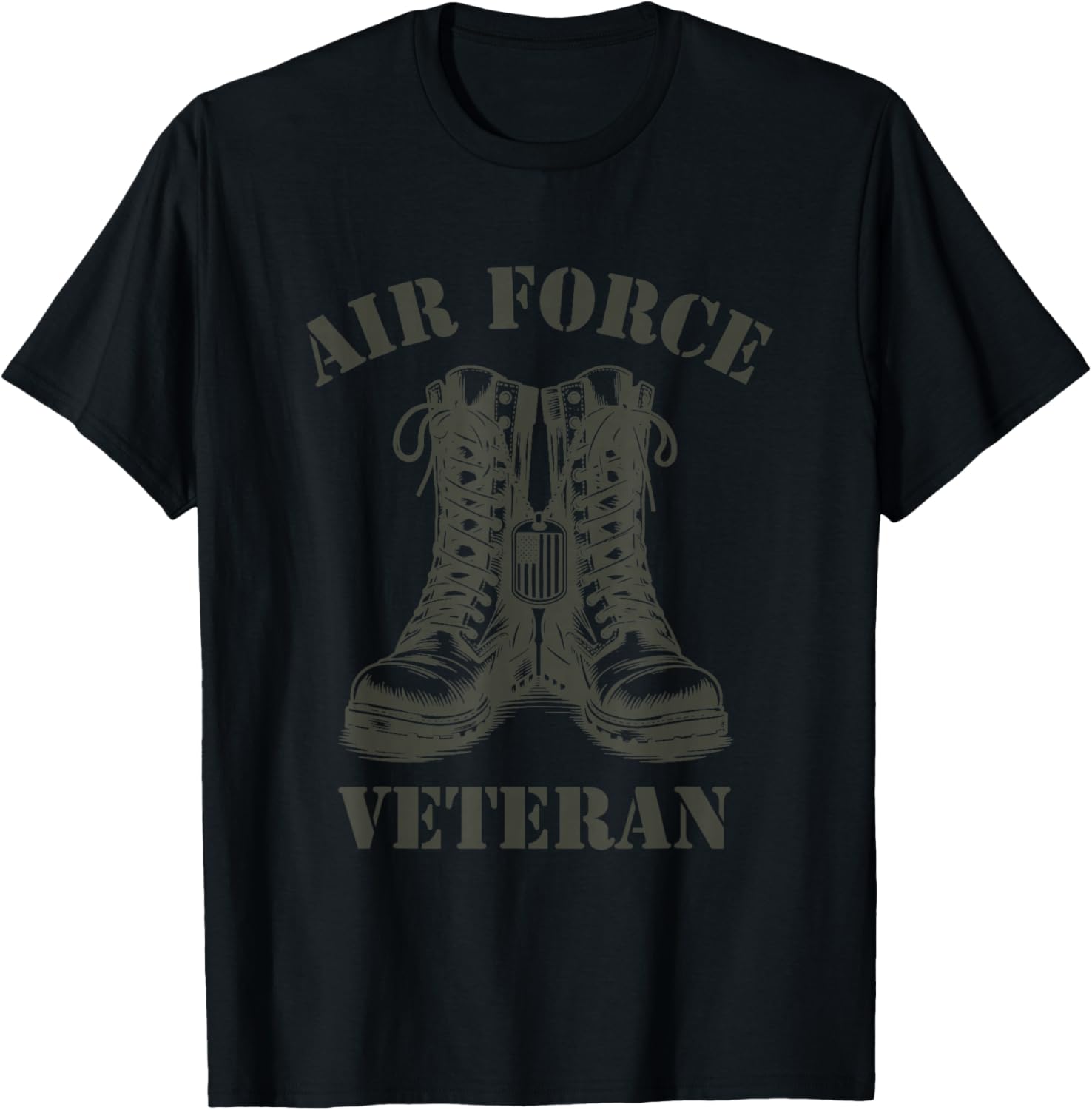 Air Force Veteran Military Combat Boots USAF Veterans T-Shirt - T-Shirt | Black