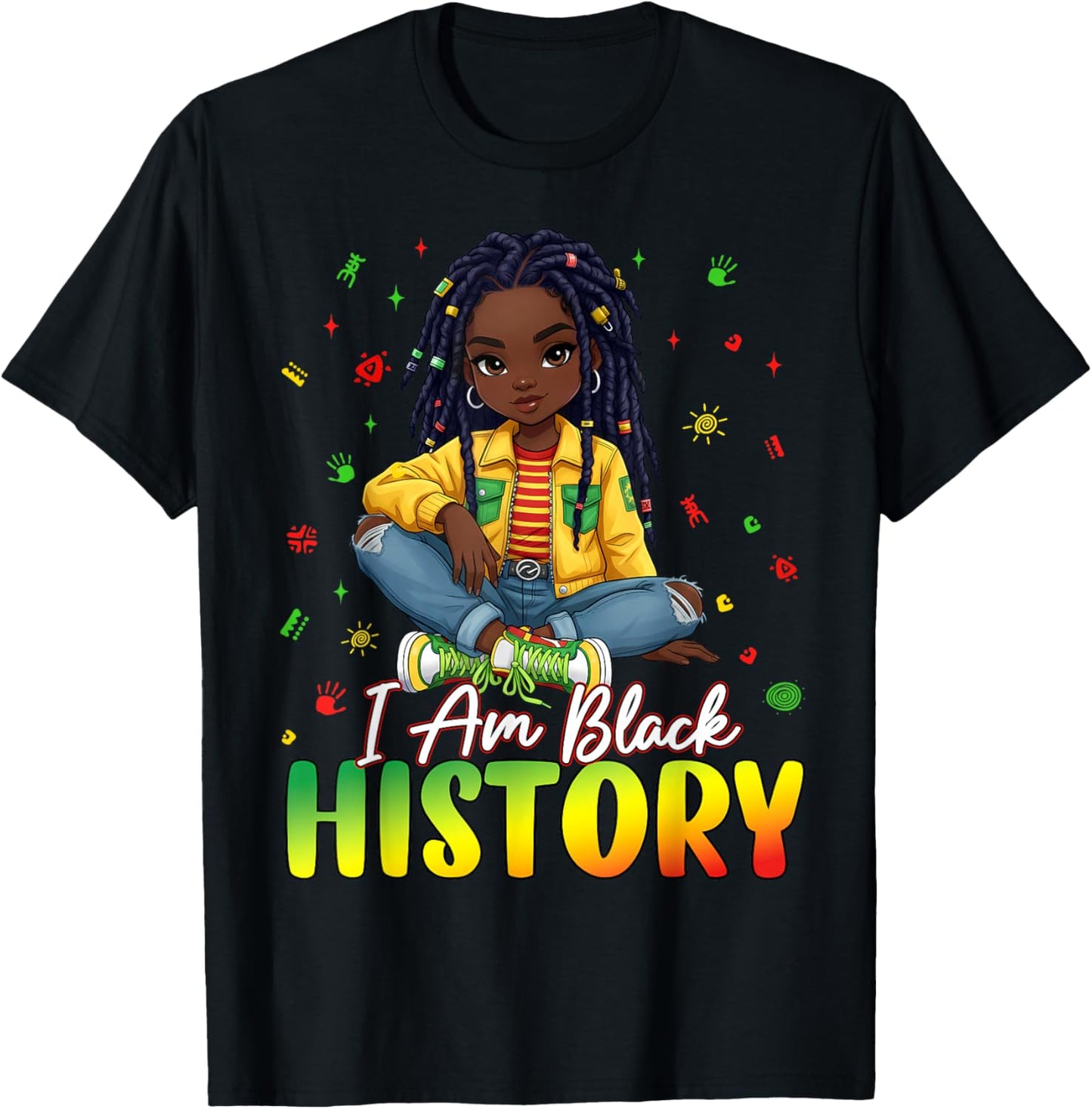 I Am Black History Month African American Afro Girls Kids T-Shirt - T-Shirt | Black