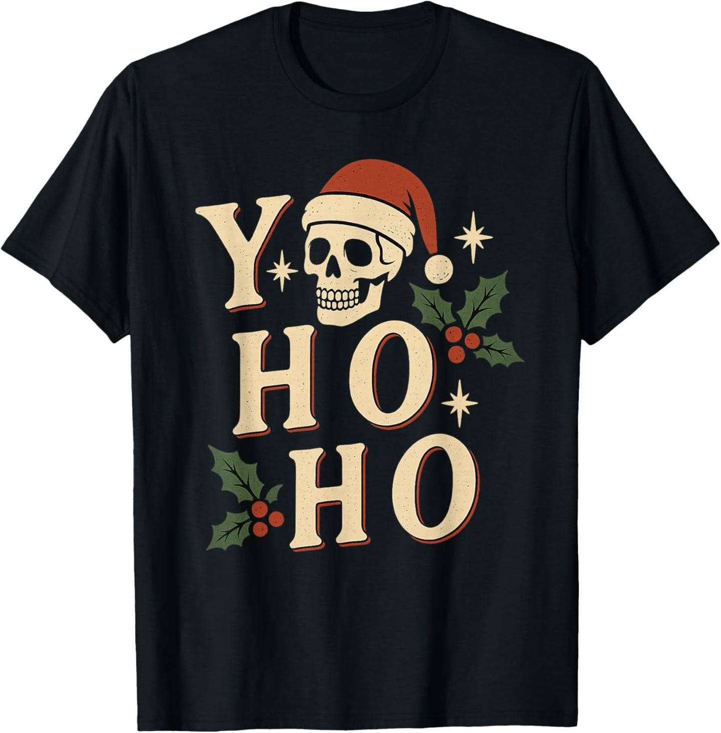 Yo-Ho-Ho Christmas Apparel Funny Pirate T-Shirt - T-Shirt | Black