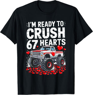 I'm Ready to Crush 67 Hearts Boys Valentines Day Men Women T-Shirt - T-Shirt | Black