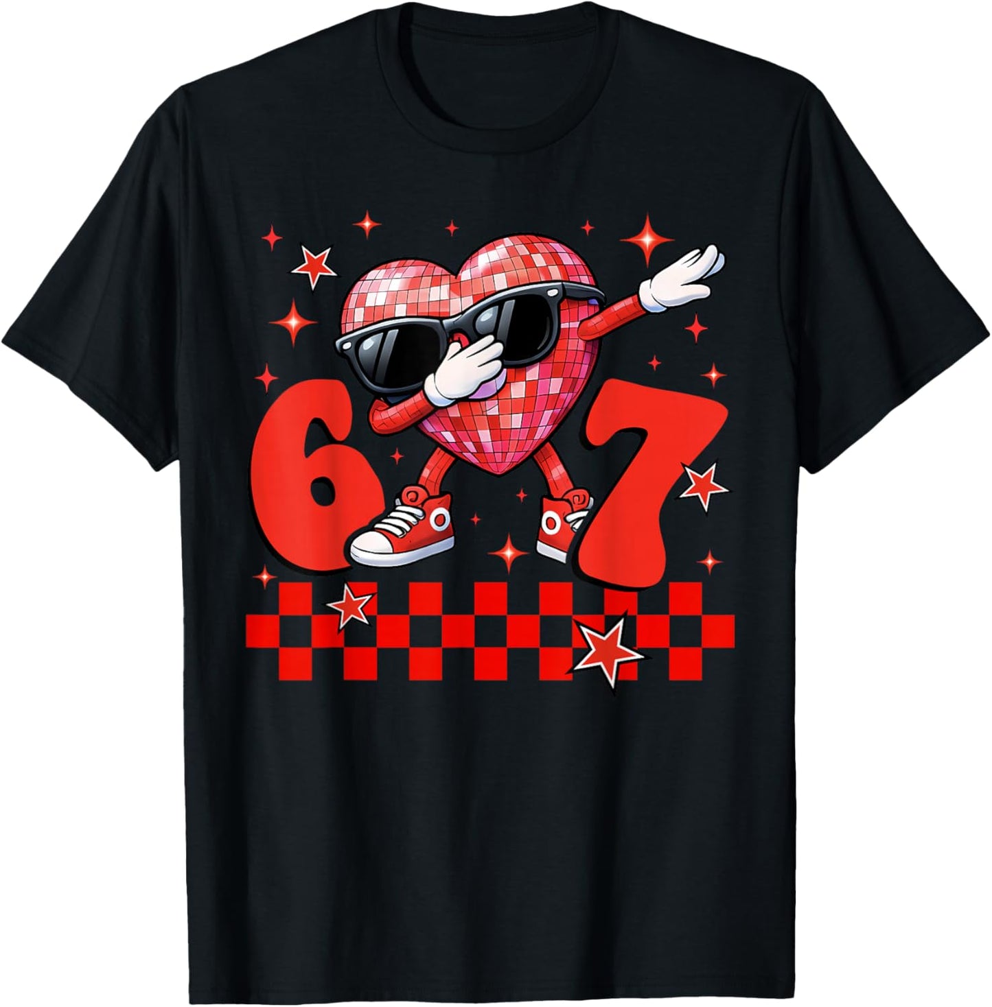 Valentines Day Funny 67 Dab Disco Heart Meme Boys Girls Kids T-Shirt - T-Shirt | Black