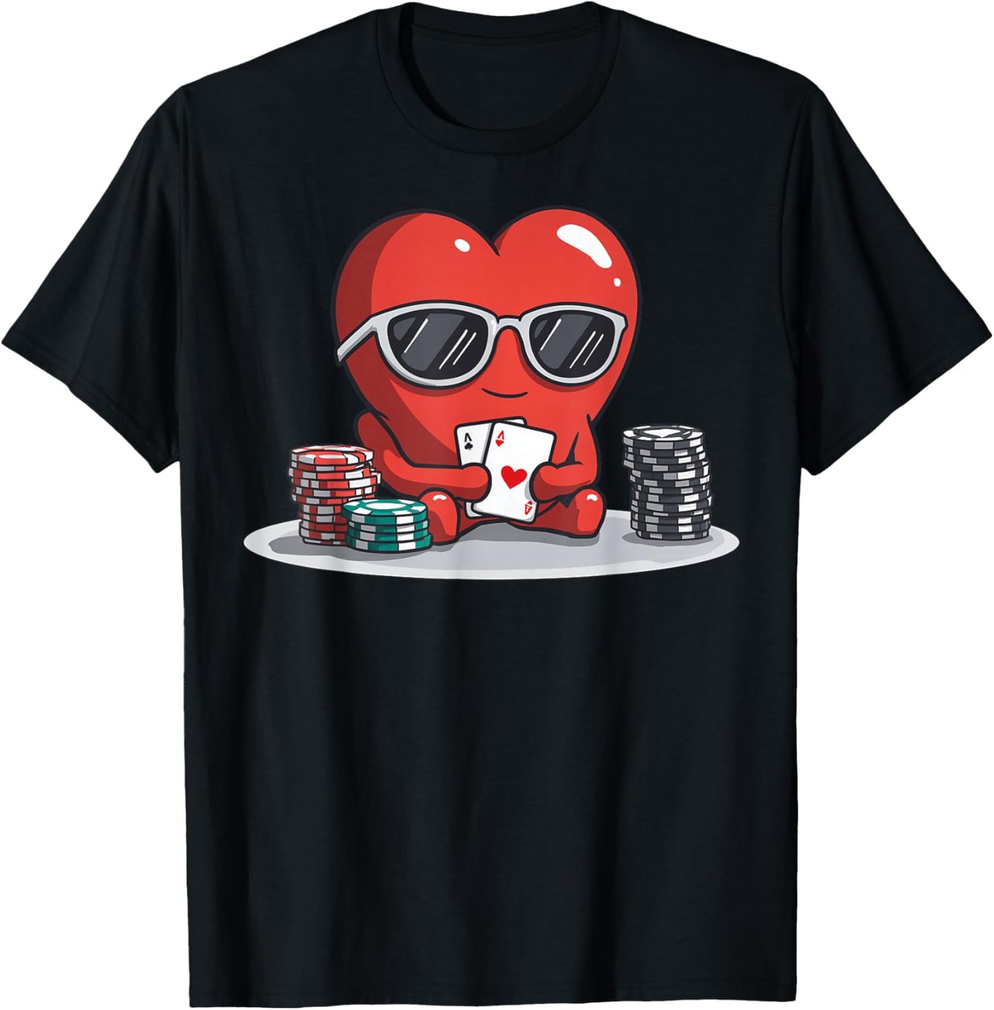 Poker Heart Player Casino Gambling Valentine's Day T-Shirt - T-Shirt | Black
