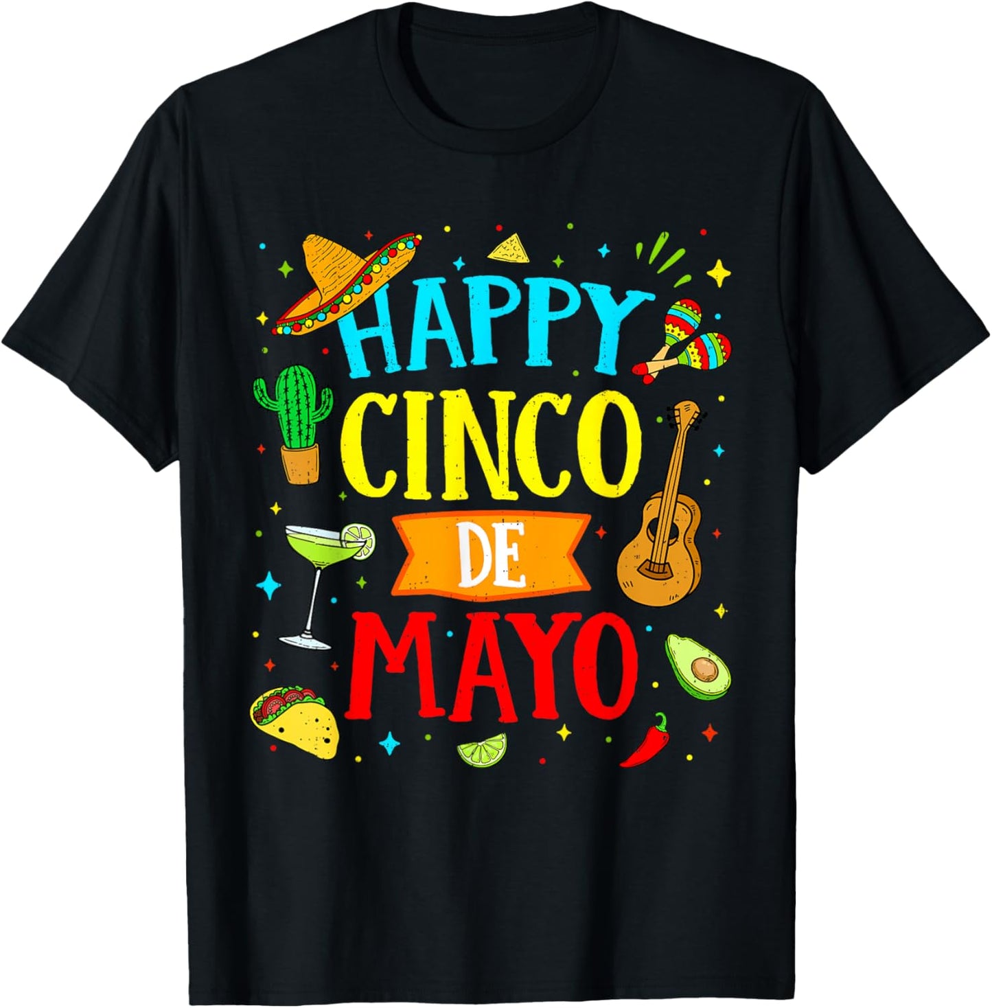 Happy Cinco de Mayo Fiesta Mexican Party 5 De Mayo Men Women T-Shirt - T-Shirt | Black