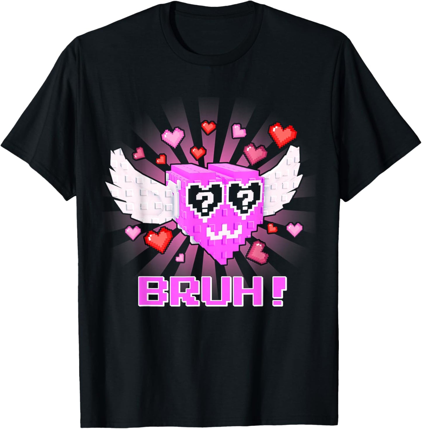 Bruh Funny Valentines Lucky Block Brainrot Gaming T-Shirt - T-Shirt | Black