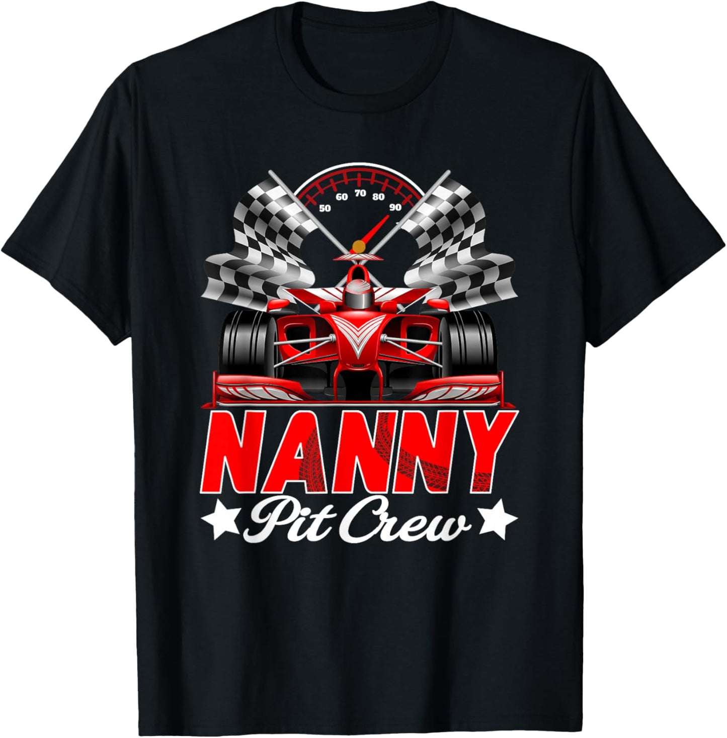 Nanny Pit Crew Racing Family Race Car Birthday Boy T-Shirt - T-Shirt | Black