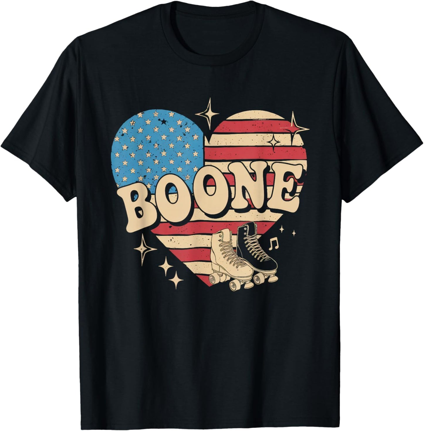 Boone Name American Flag 80's Vintage NC Retro T-Shirt - T-Shirt | Black