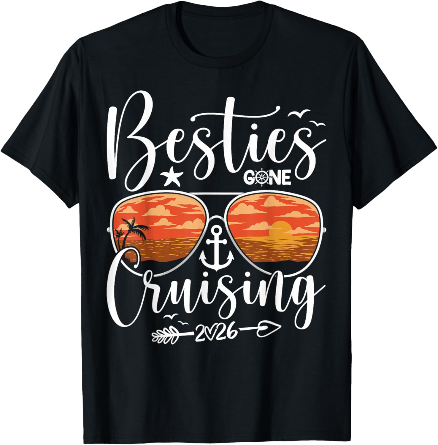 Besties Gone Cruising 2026 Funny Cruise Ocean Girls Matching T-Shirt - T-Shirt | Black