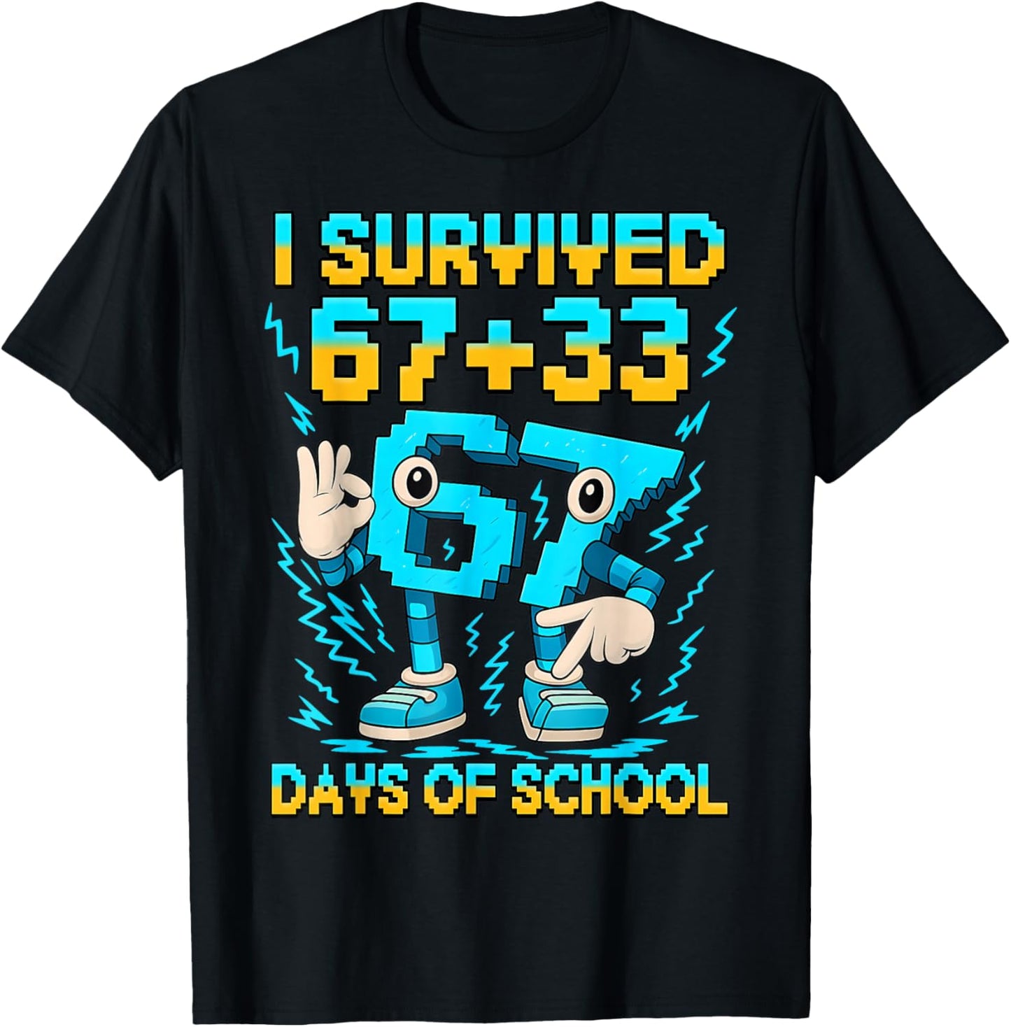 I Survived 100 Days of School 67 Italian Brainrot Kids Meme T-Shirt - T-Shirt | Black