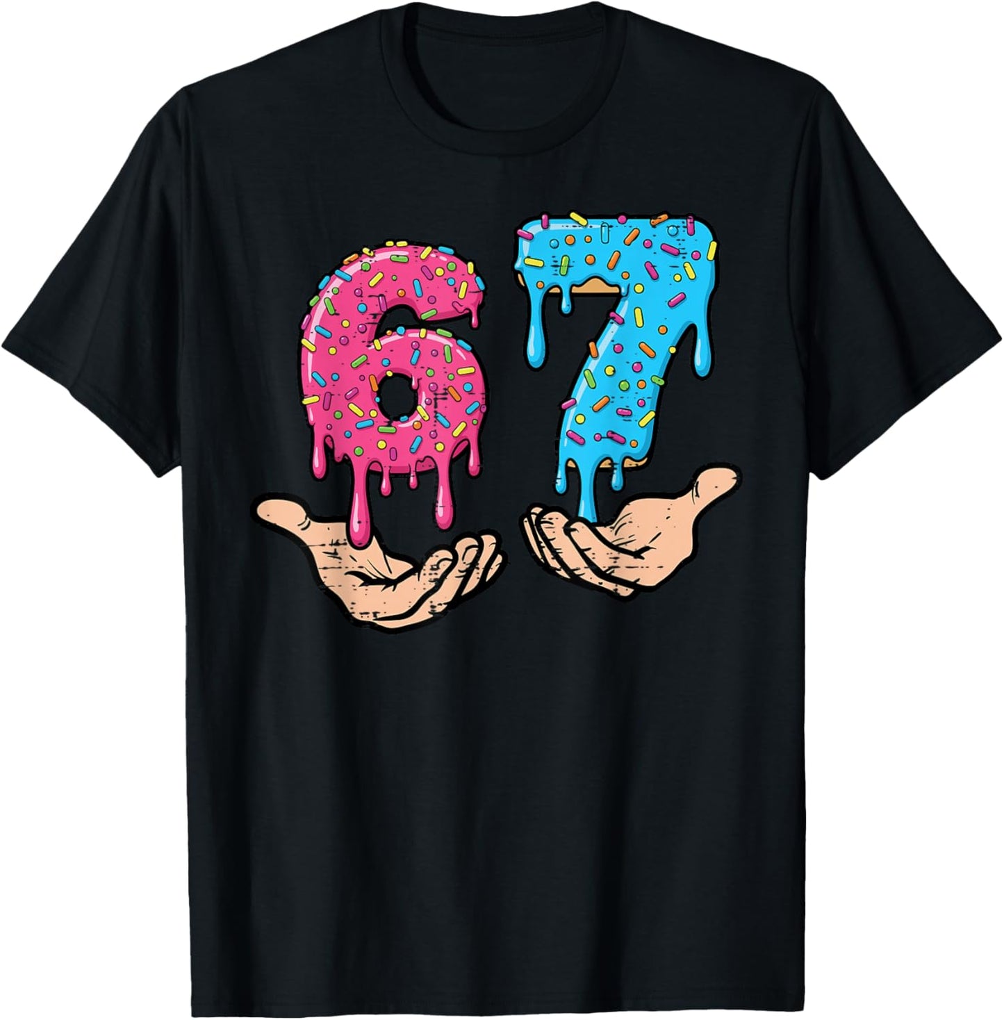 6 7 Meme Hands Drip Funny 67 Gen Alpha Slang Kids Boys Youth T-Shirt - T-Shirt | Black