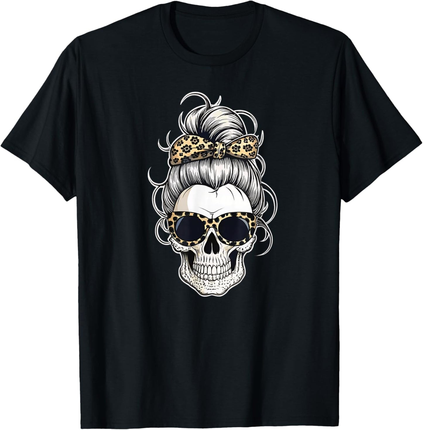 Halloween Shirt Skull , Leopard T-Shirt - T-Shirt | Black
