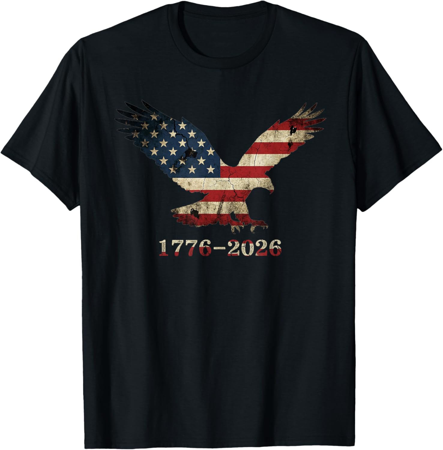250 Years Patriotic Eagle American Flag Design T-Shirt - T-Shirt | Black