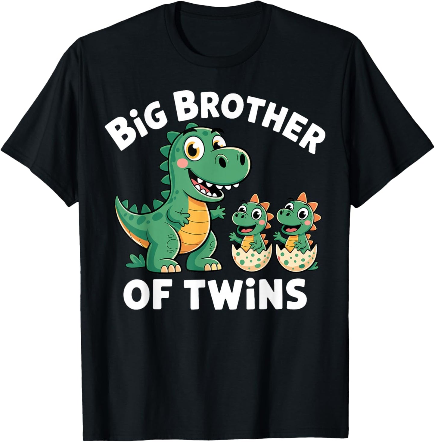 I'm Going to Be A Big Brother of Twins Dinosaur T-Shirt - T-Shirt | Black