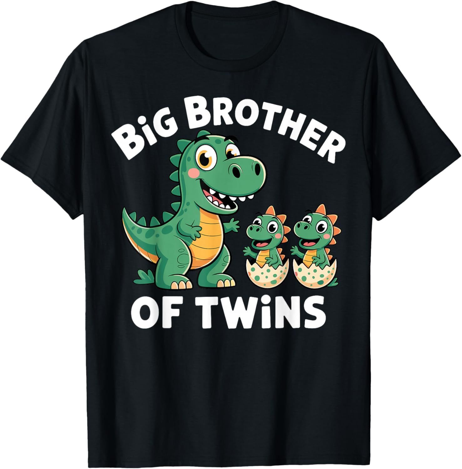 I'm Going to Be A Big Brother of Twins Dinosaur T-Shirt - T-Shirt | Black