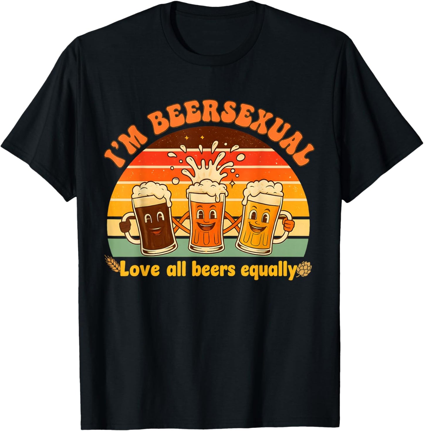 I’m Beersexual Retro Funny Beer Lover Drinking T-Shirt - T-Shirt | Black